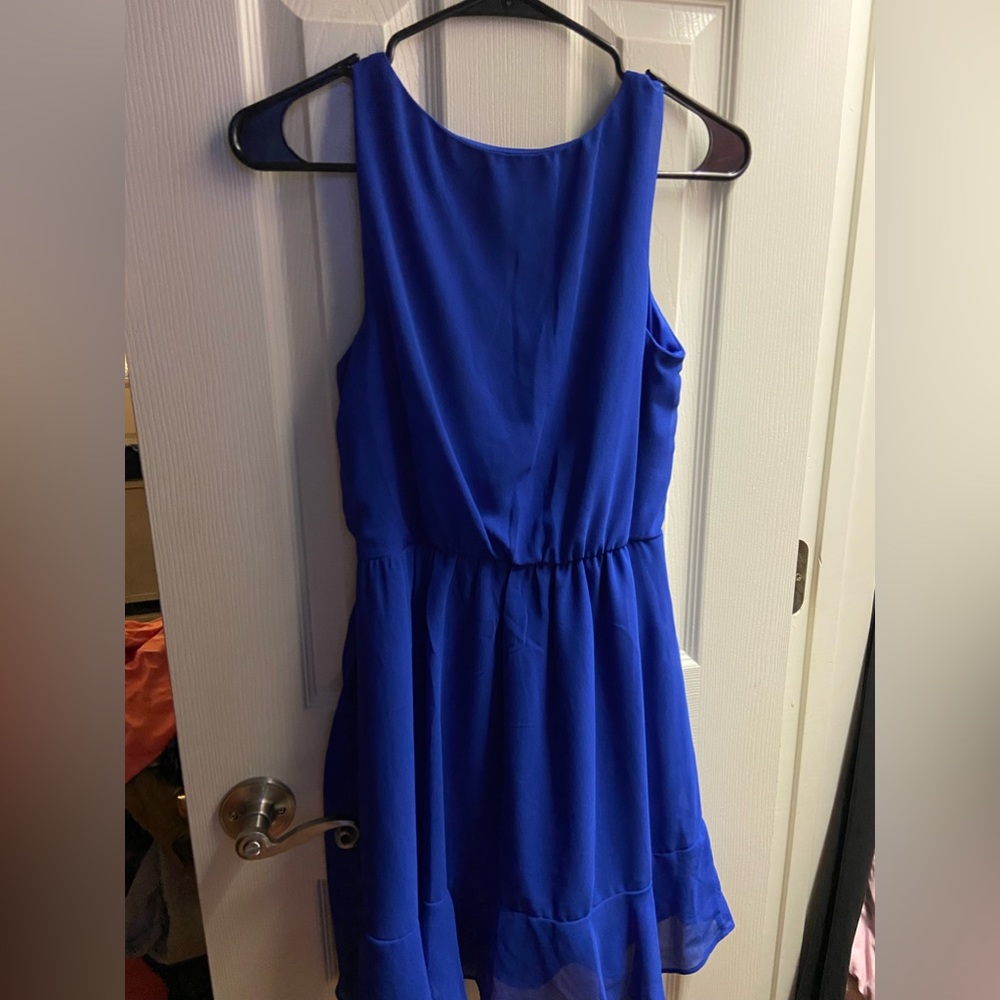 Blue Midi Ruffle Dress
